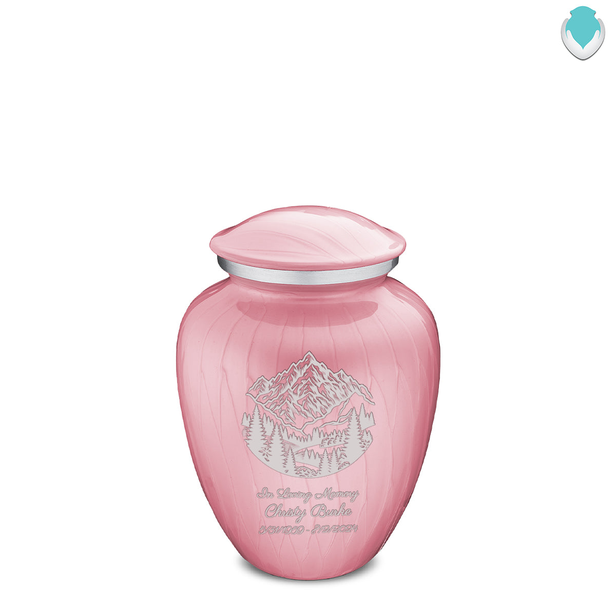 Medium Embrace Pearl Pink Rocky Mountains Cremation Urn