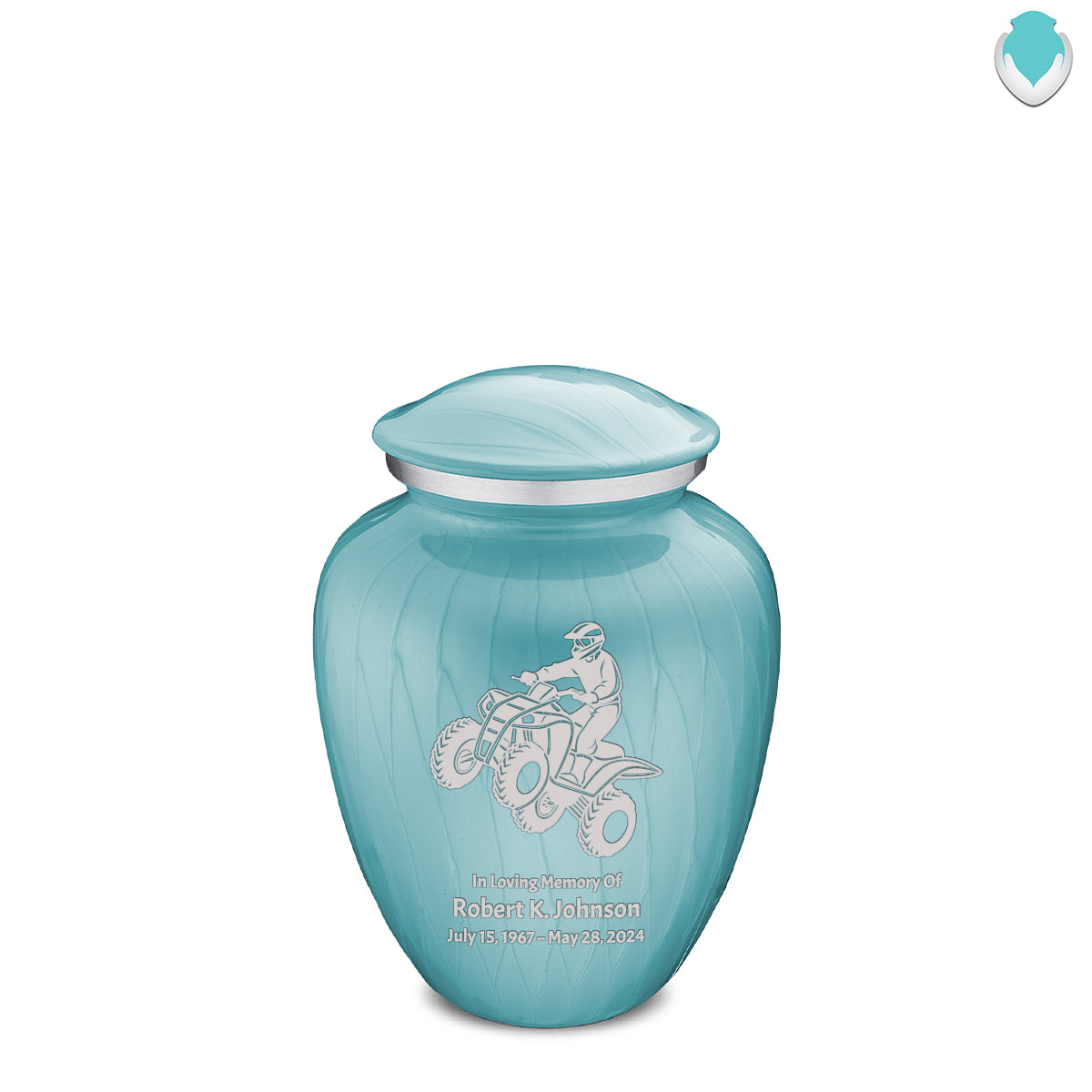 Medium Embrace Pearl Light Blue ATV Cremation Urn
