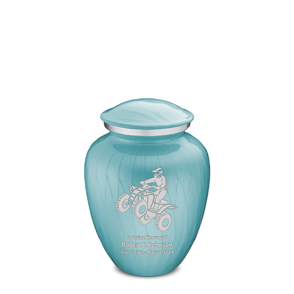 Medium Embrace Pearl Light Blue ATV Cremation Urn