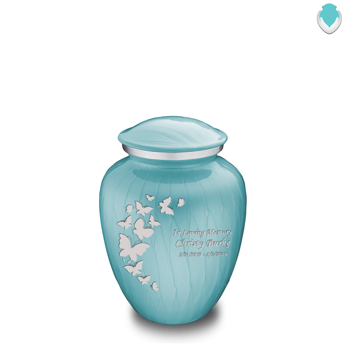 Adult Embrace Pearl Light Blue Butterfly Cremation Urn
