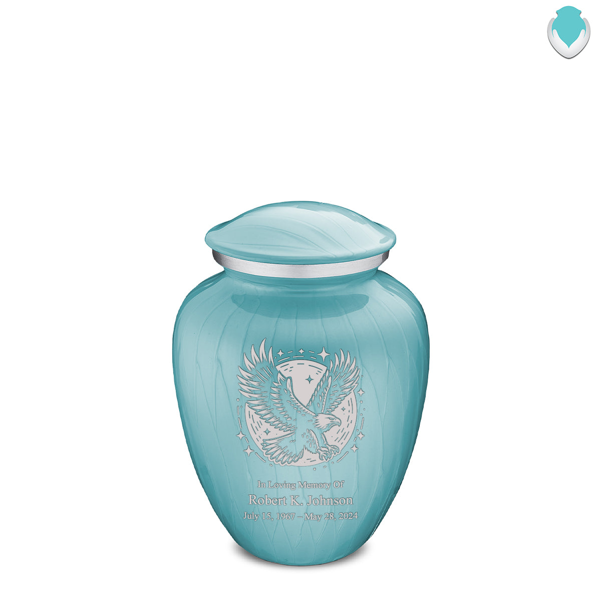 Medium Embrace Pearl Light Blue Flying Eagle Cremation Urn