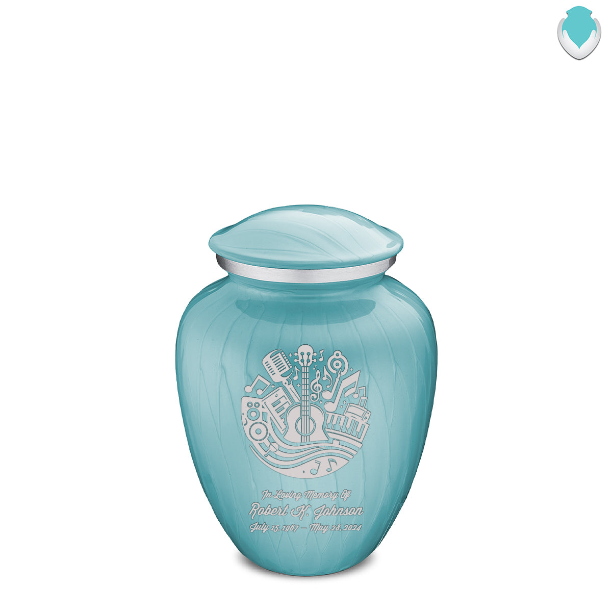 Medium Embrace Pearl Light Blue Music Cremation Urn