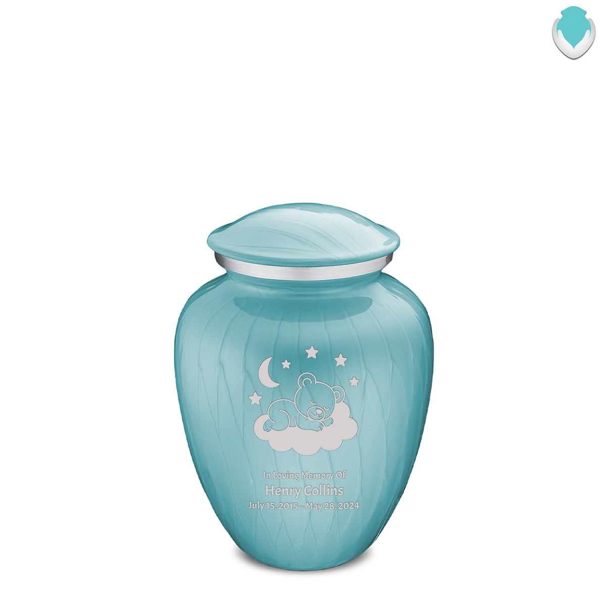 Medium Embrace Pearl Light Blue Sleeping Teddy Cremation Urn