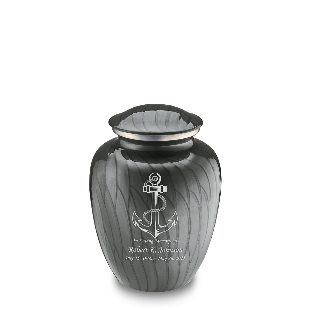 Medium Embrace Pearl Silver Anchor Cremation Urn