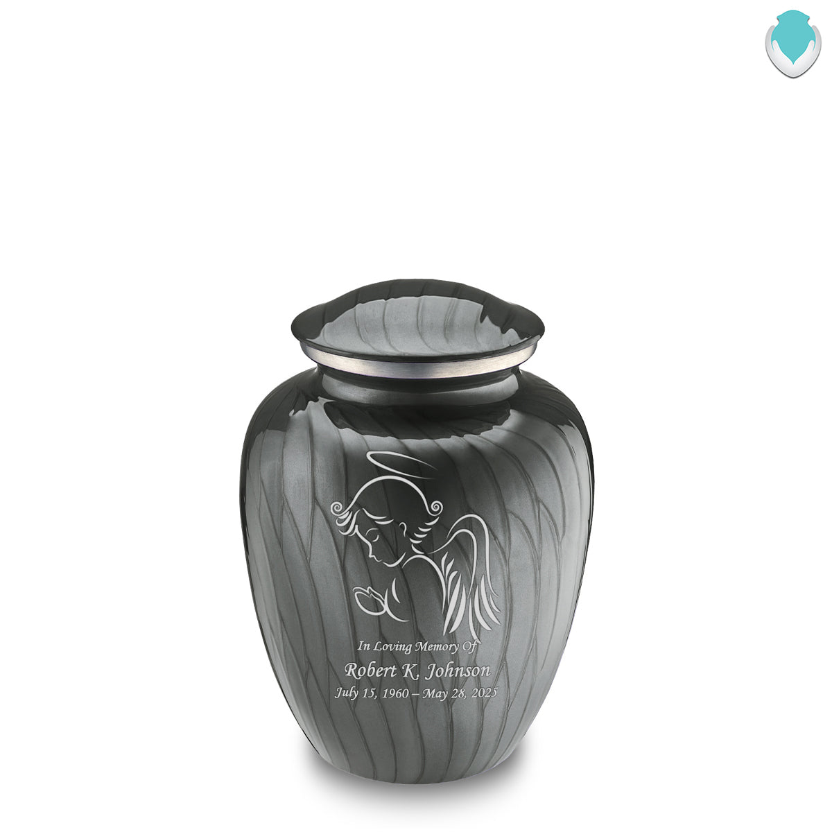 Medium Embrace Pearl Silver Angel Cremation Urn