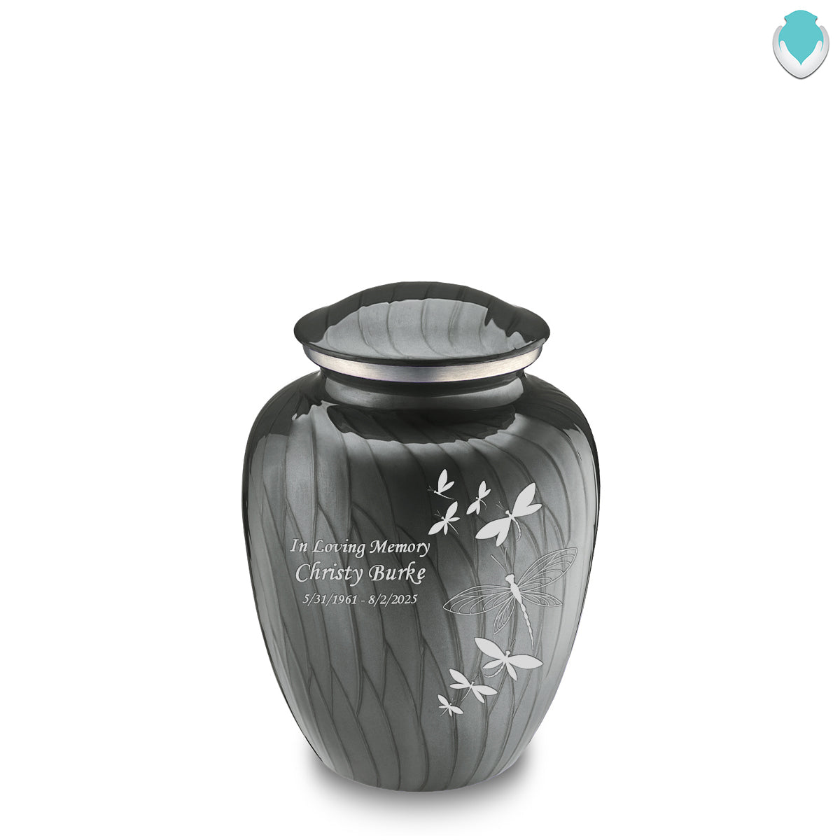Medium Embrace Pearl Silver Dragonflies Cremation Urn