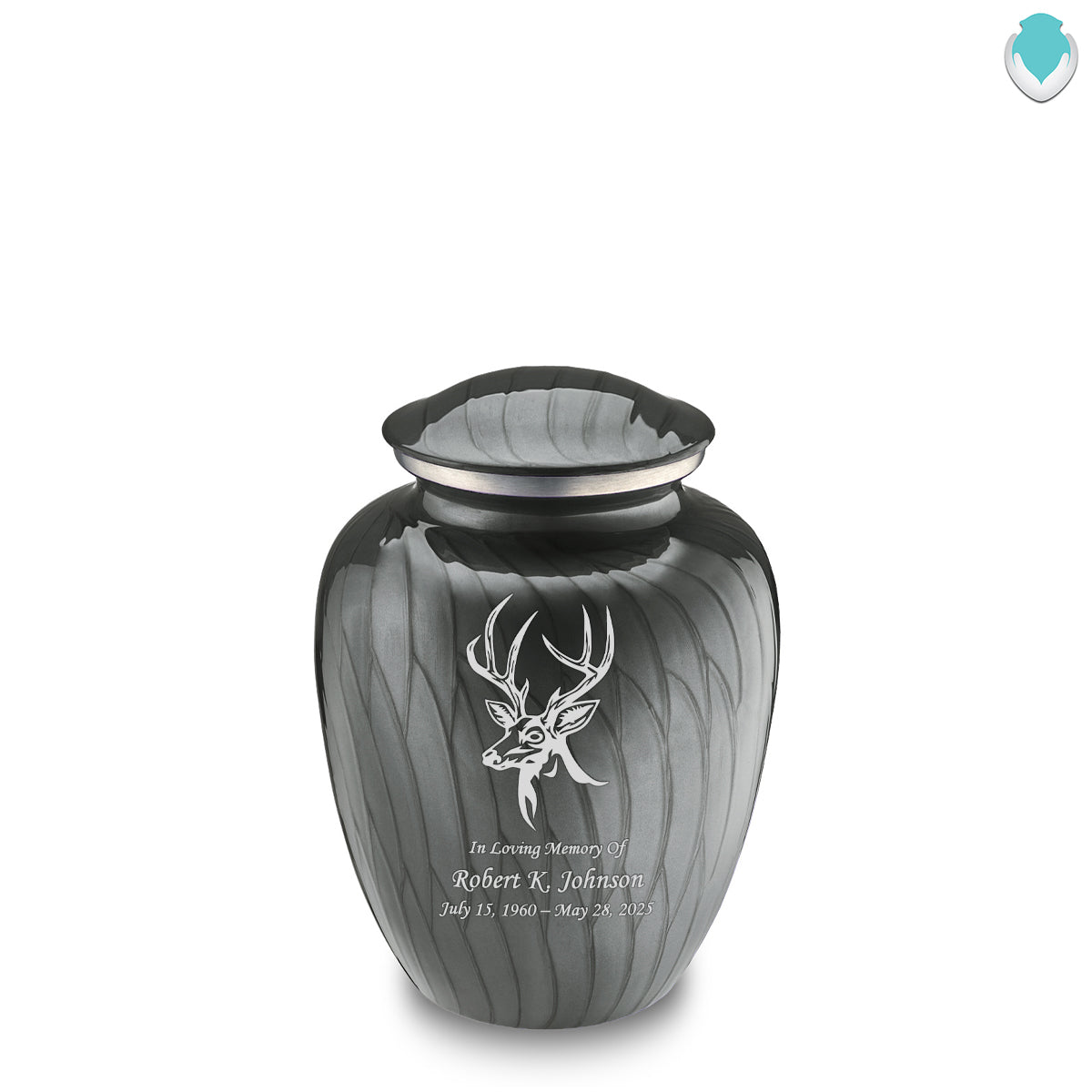 Medium Embrace Pearl Silver Deer Cremation Urn