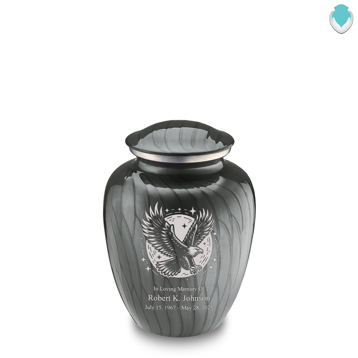 Medium Embrace Pearl Silver Flying Eagle Cremation Urn