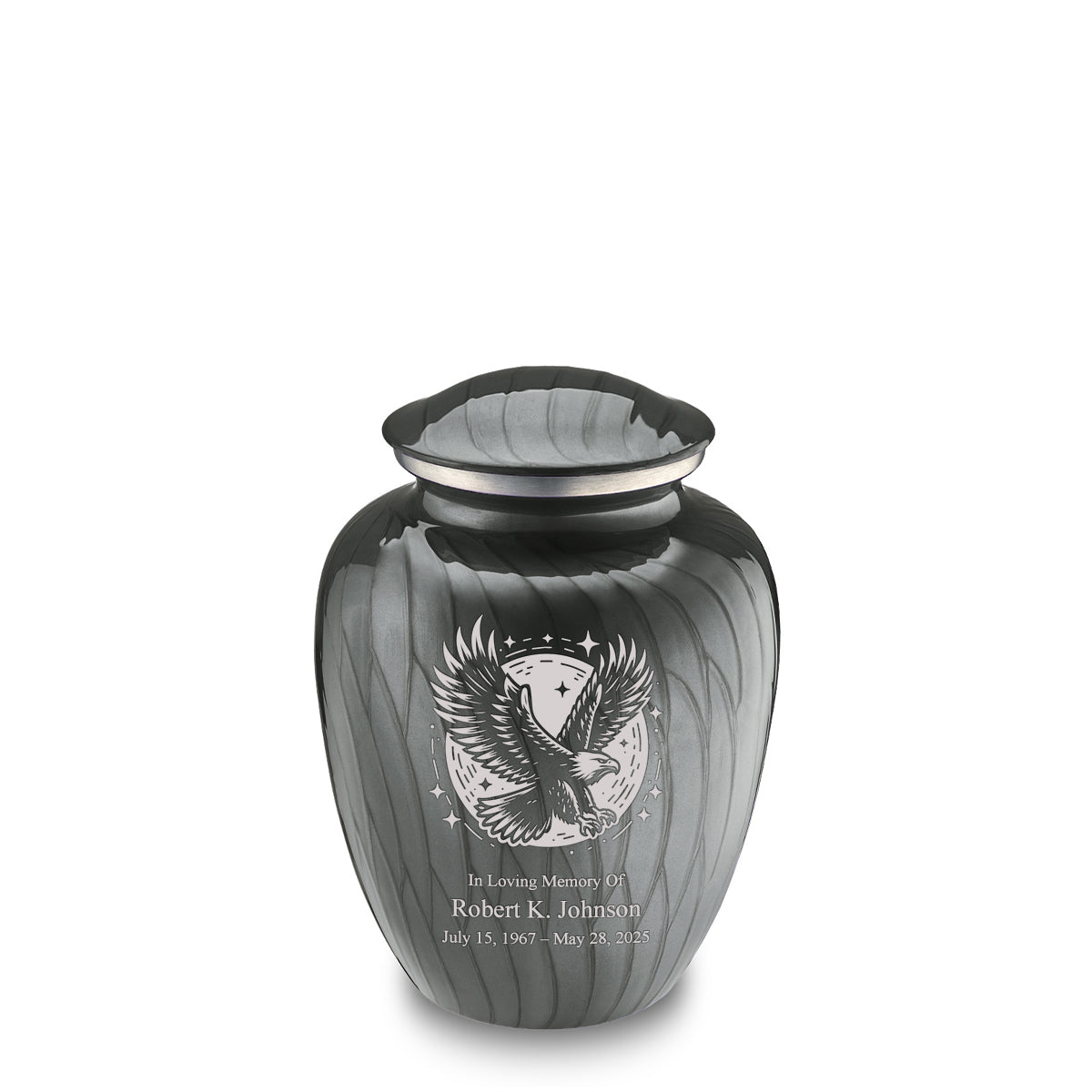 Medium Embrace Pearl Silver Flying Eagle Cremation Urn