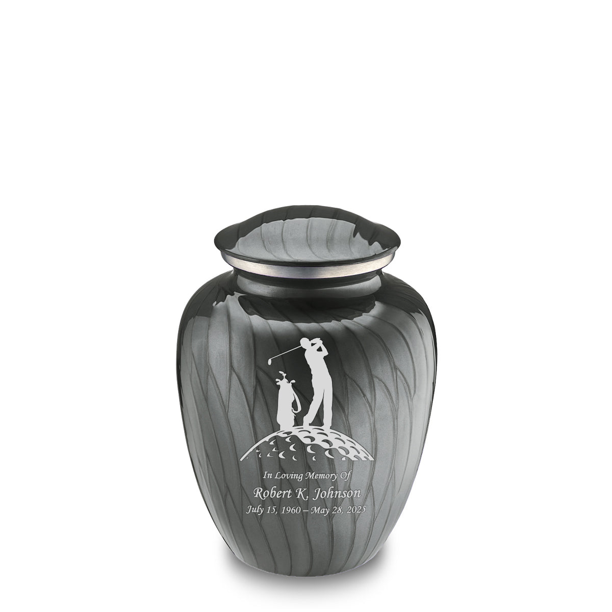 Medium Embrace Pearl Silver Golf Cremation Urn