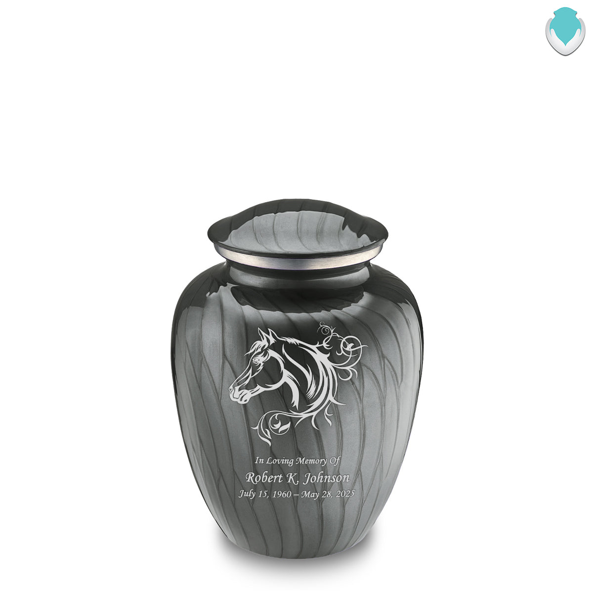 Medium Embrace Pearl Silver Horse Cremation Urn