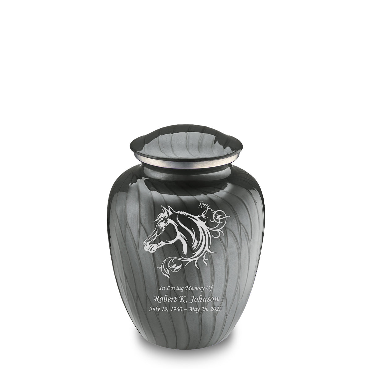 Medium Embrace Pearl Silver Horse Cremation Urn