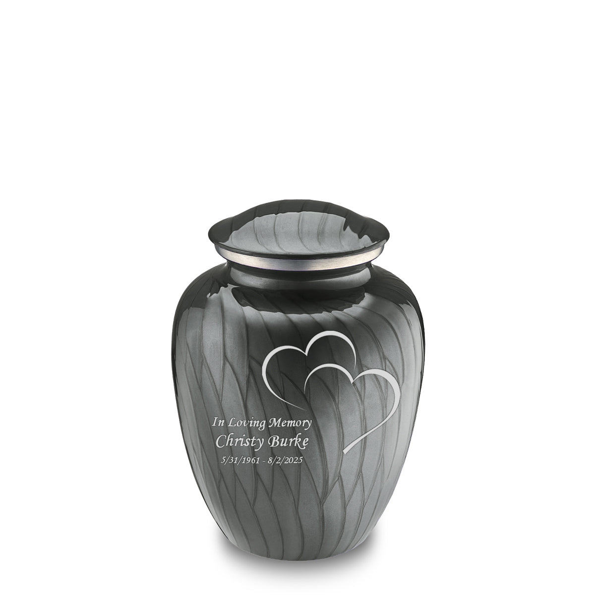 Medium Embrace Pearl Silver Hearts Cremation Urn