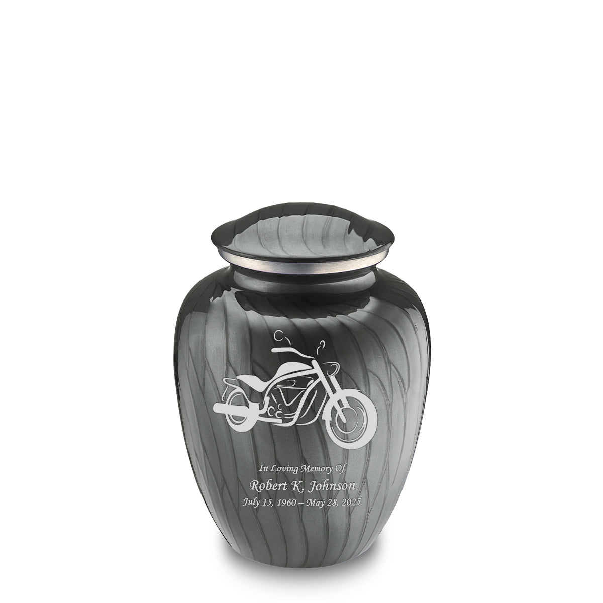 Medium Embrace Pearl Silver Motorcycle Cremation Urn