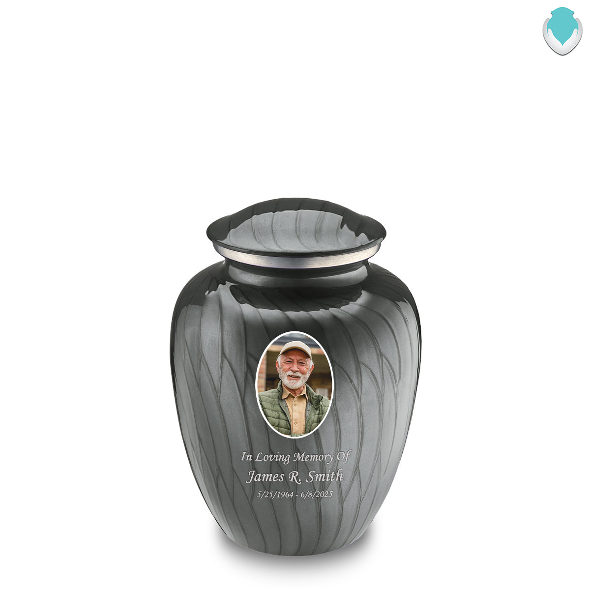 Medium Embrace Pearl Silver Portrait Cremation Urn
