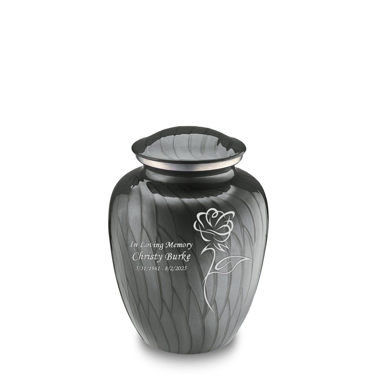 Medium Embrace Pearl Silver Rose Cremation Urn