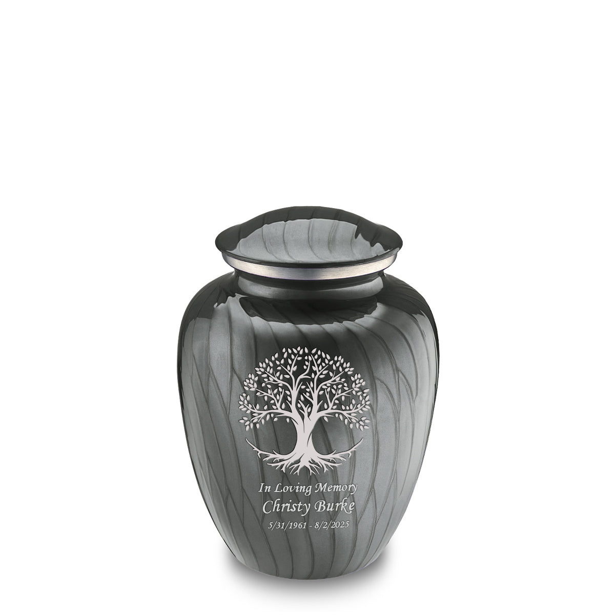 Medium Embrace Pearl Silver Tree of Life Cremation Urn