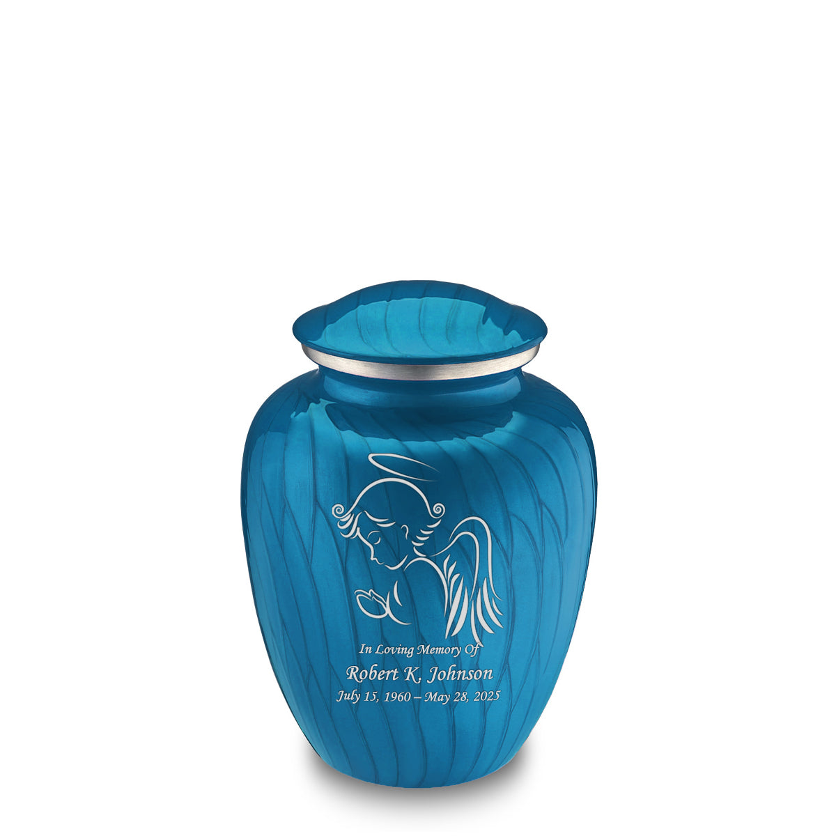 Medium Embrace Pearl Racing Blue Angel Cremation Urn