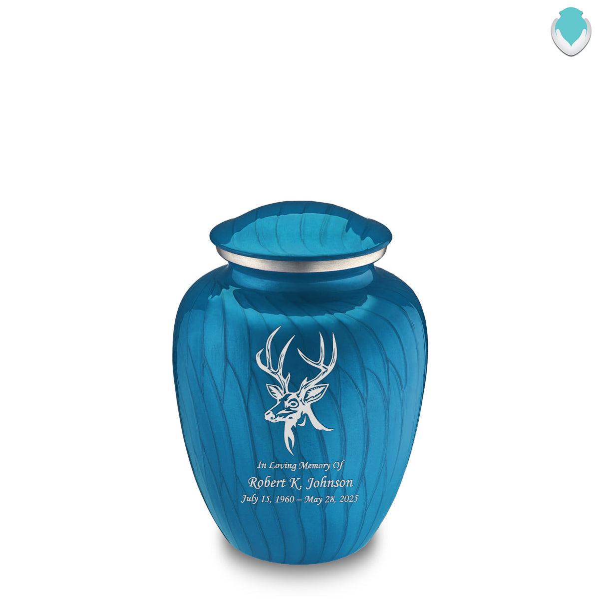 Medium Embrace Pearl Racing Blue Deer Cremation Urn