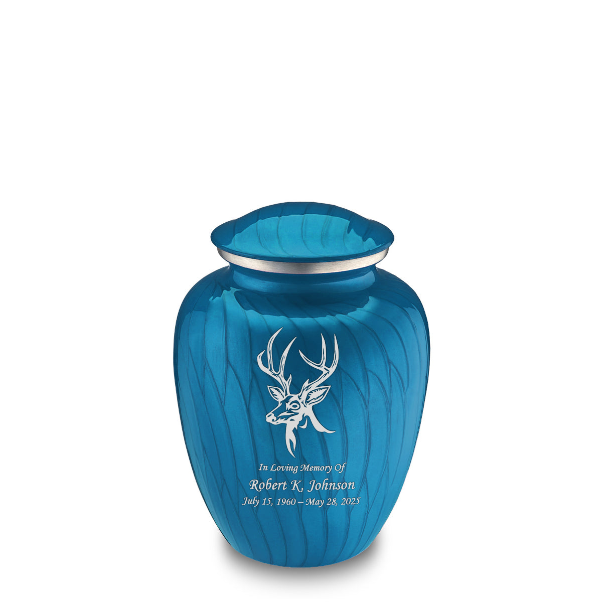 Medium Embrace Pearl Racing Blue Deer Cremation Urn