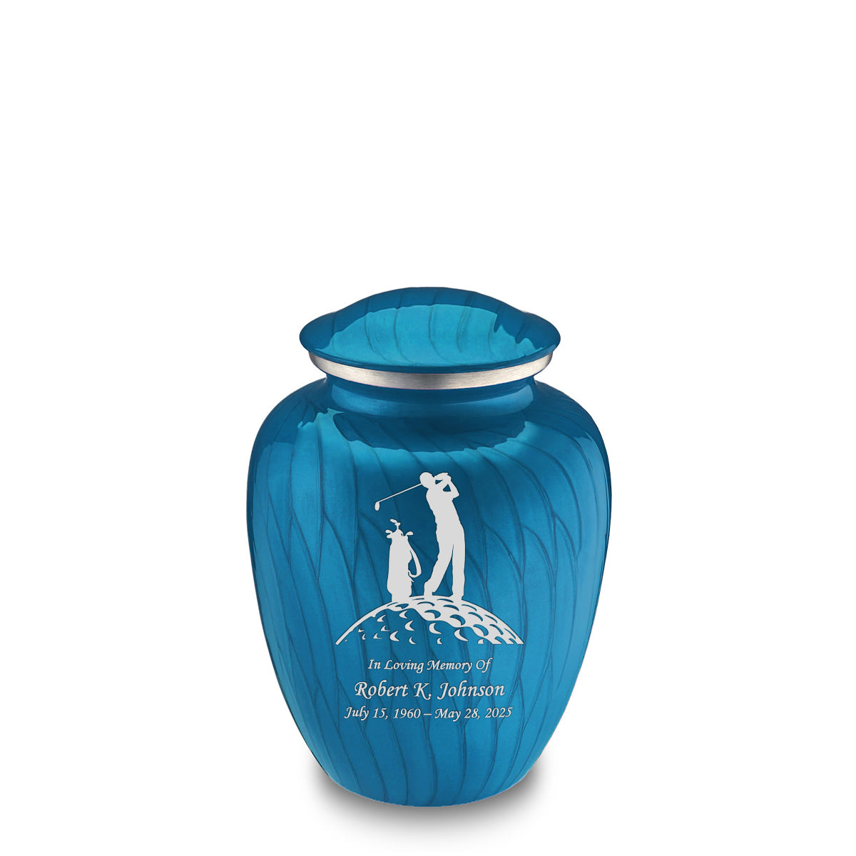 Medium Embrace Pearl Racing Blue Golf Cremation Urn