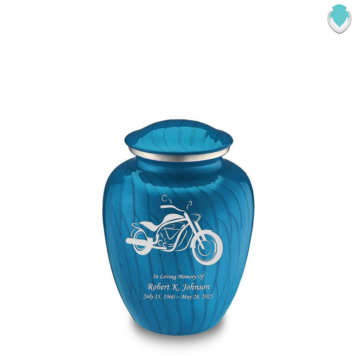 Medium Embrace Pearl Racing Blue Motorcycle Cremation Urn