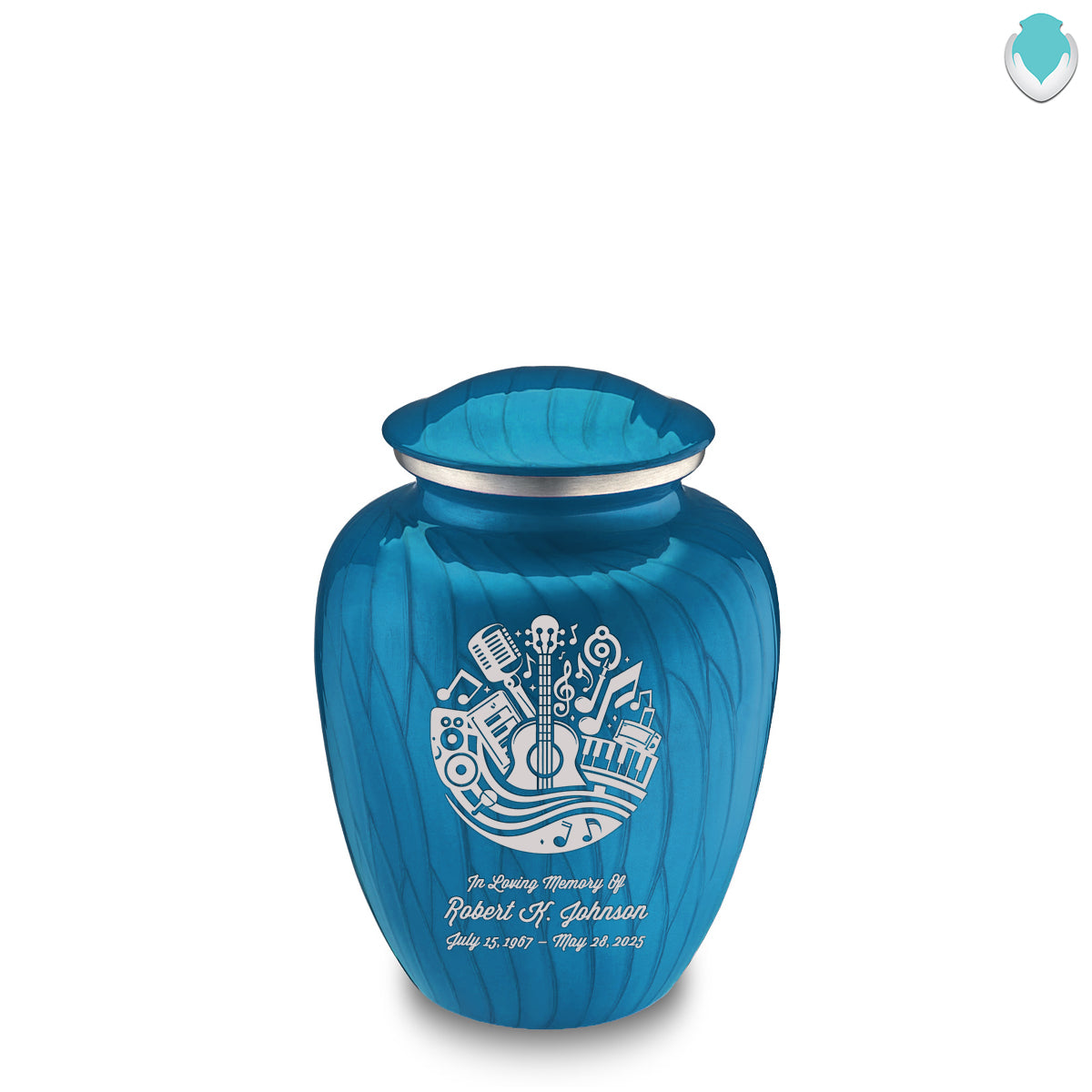 Medium Embrace Pearl Racing Blue Music Cremation Urn