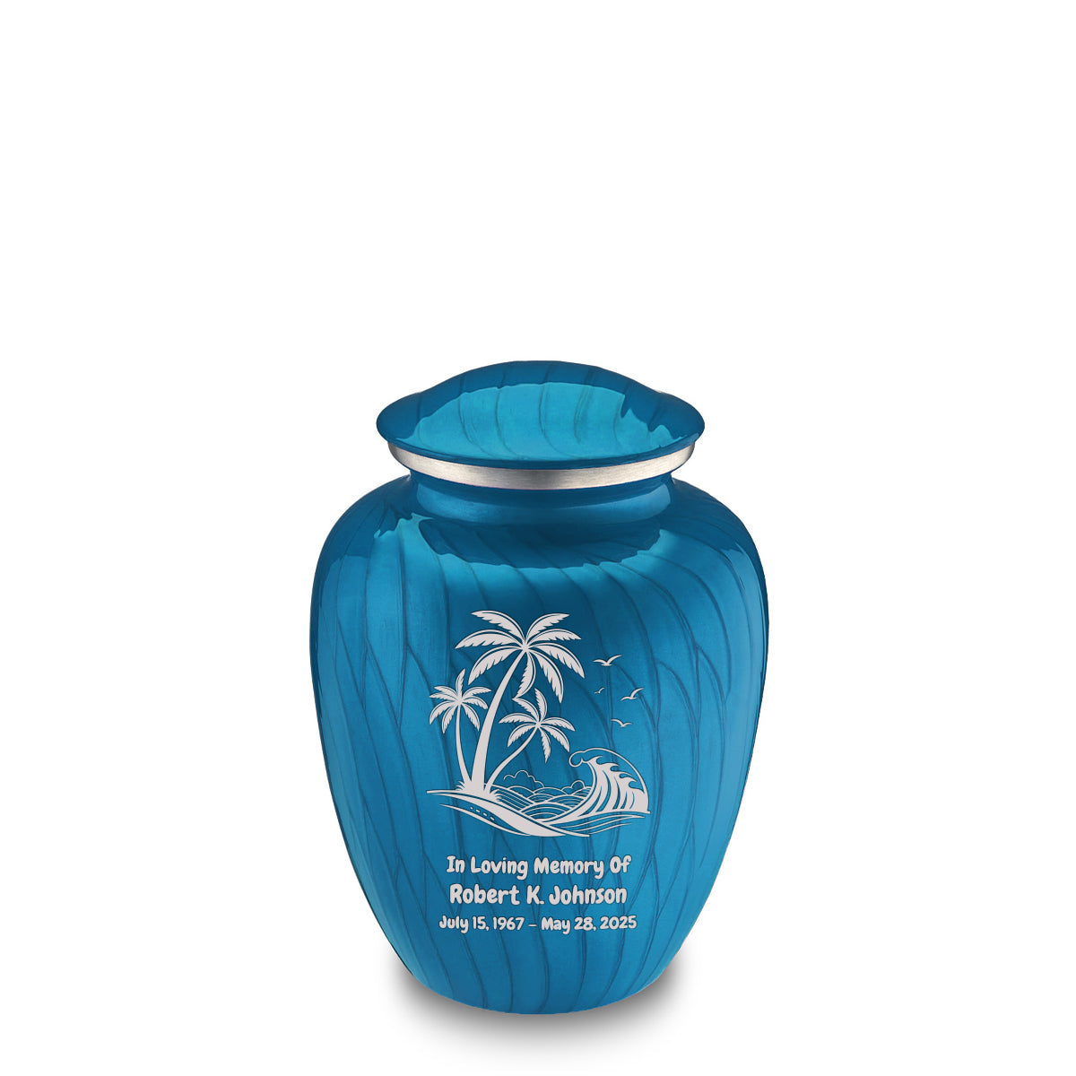 Medium Embrace Pearl Racing Blue Palm Beach Cremation Urn