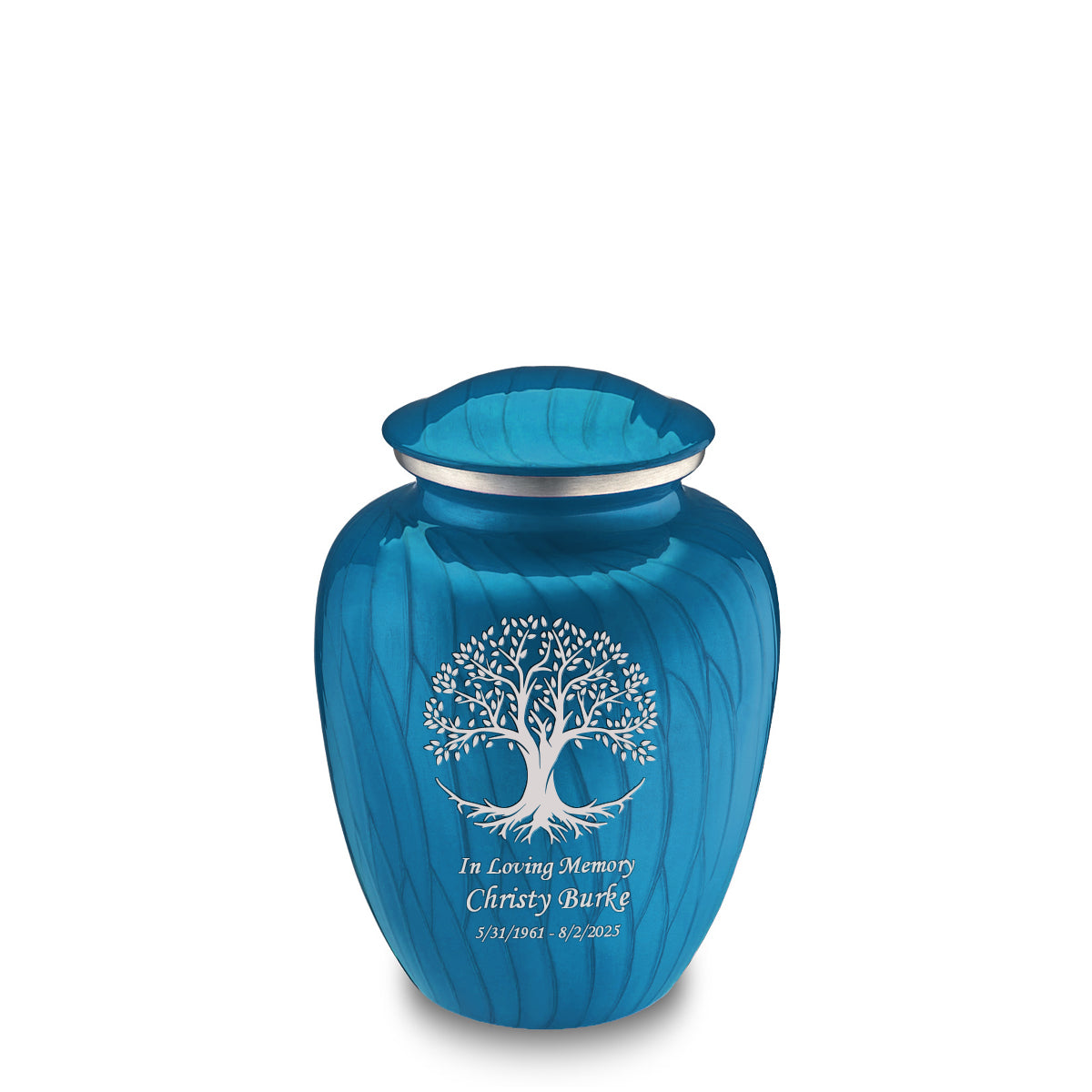 Medium Embrace Pearl Racing Blue Tree of Life Cremation Urn