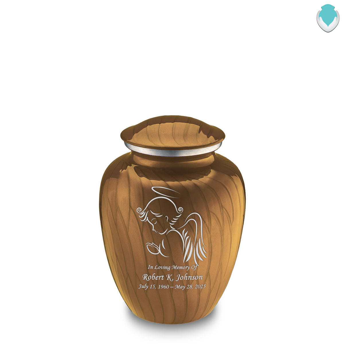 Medium Embrace Pearl Gold Angel Cremation Urn