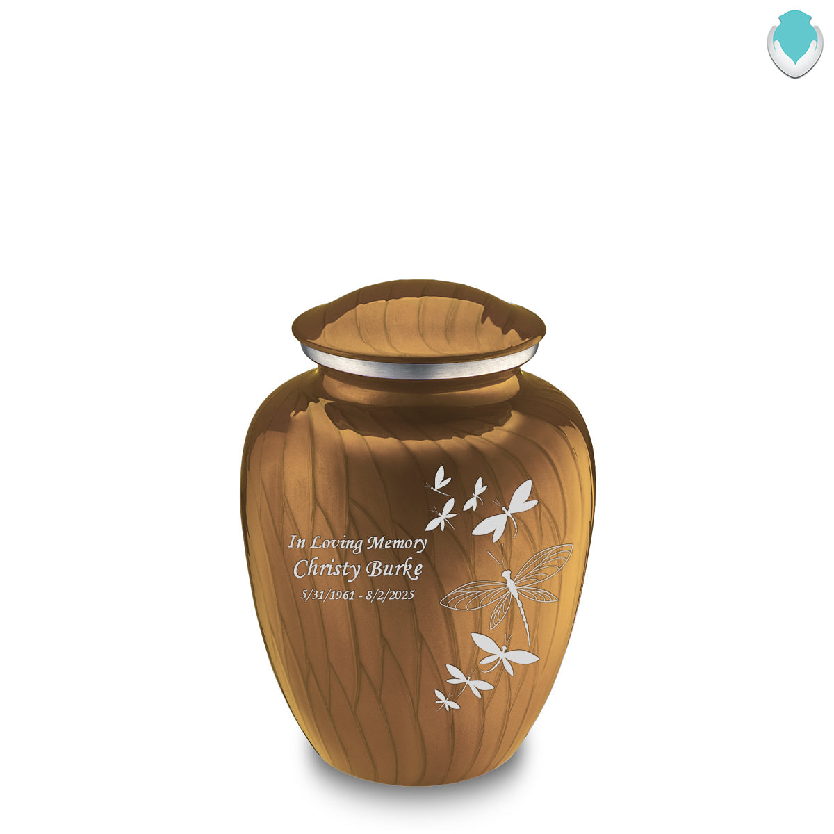 Medium Embrace Pearl Gold Dragonflies Cremation Urn