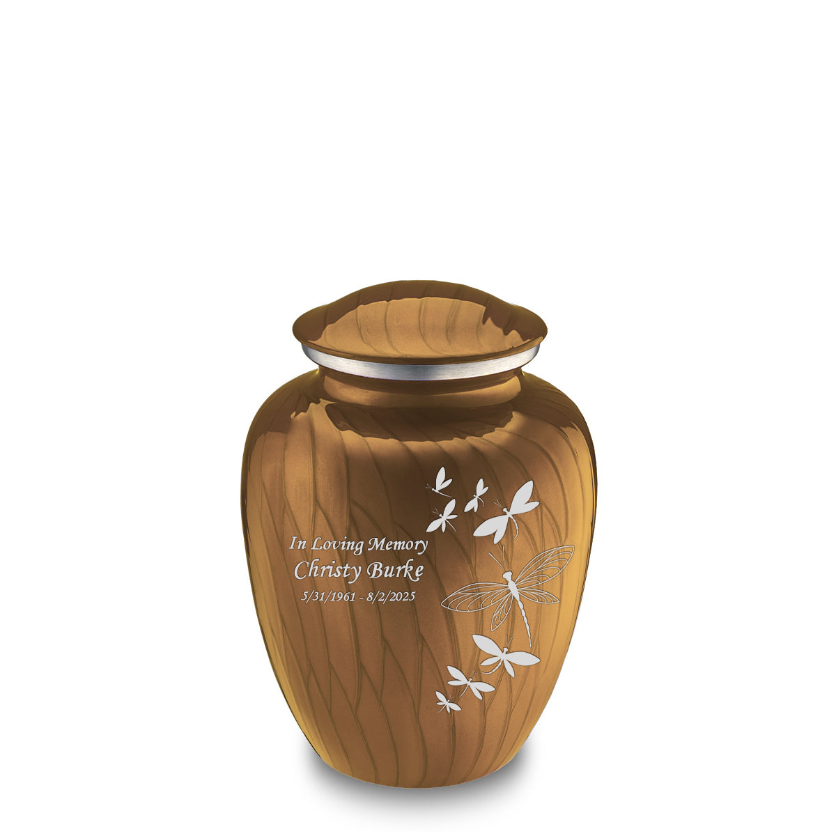 Medium Embrace Pearl Gold Dragonflies Cremation Urn
