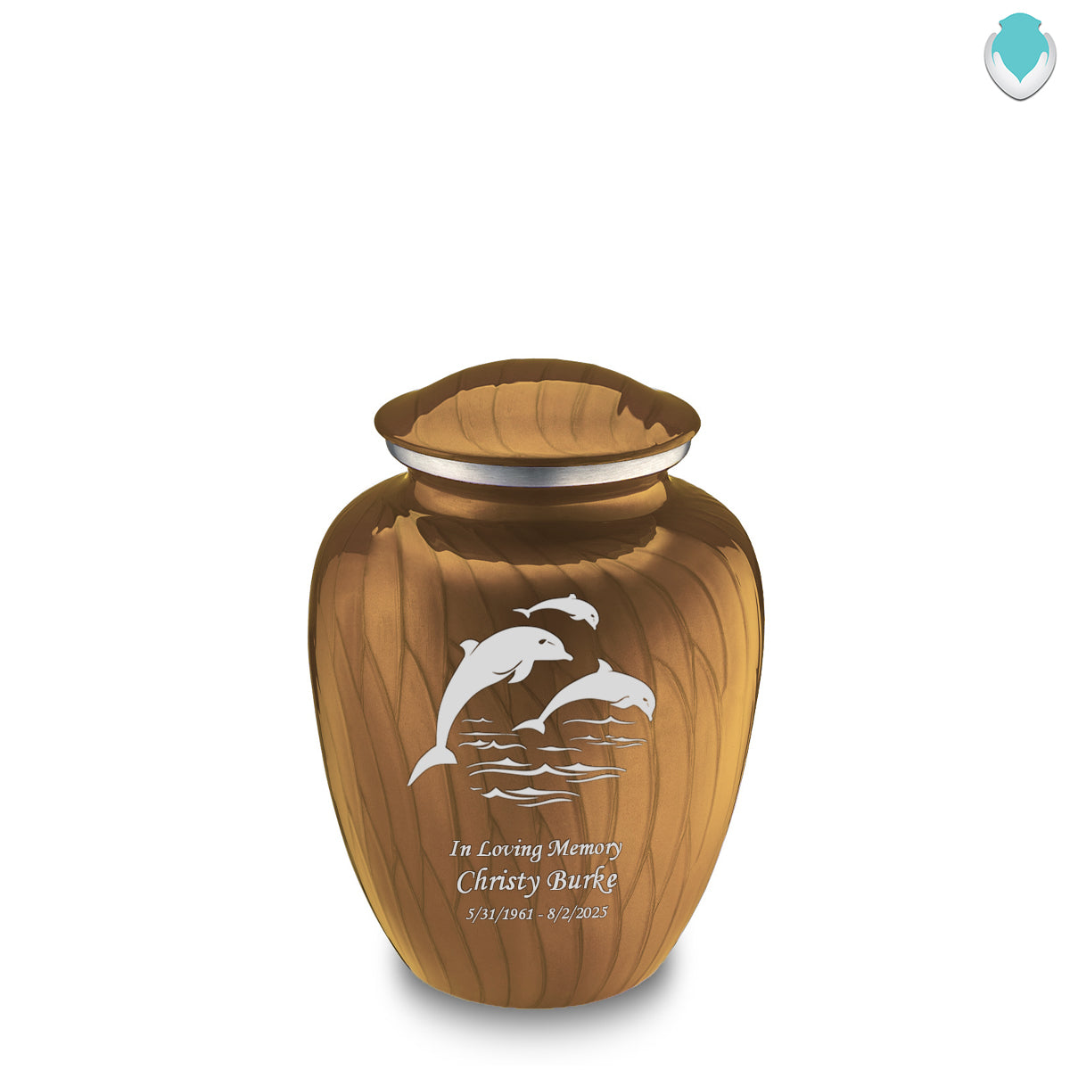 Medium Embrace Pearl Gold Dolphins Cremation Urn