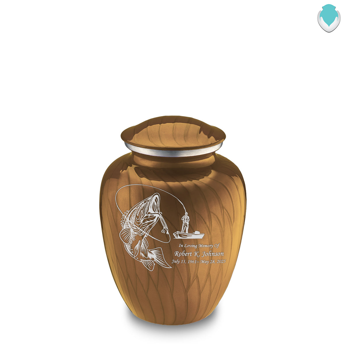Medium Embrace Pearl Gold Fishing Cremation Urn