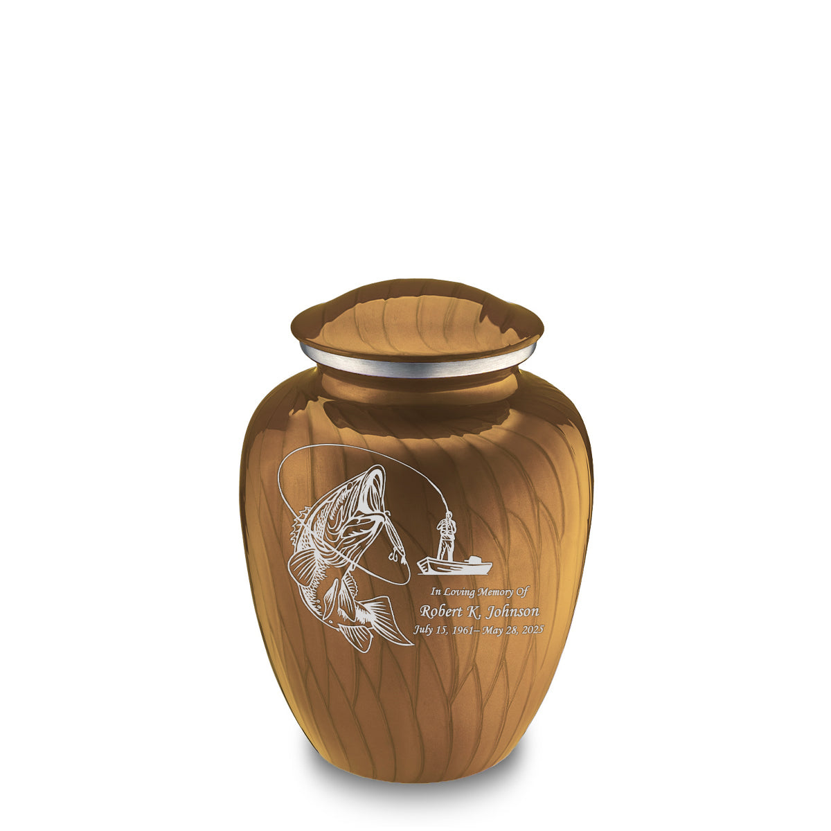 Medium Embrace Pearl Gold Fishing Cremation Urn
