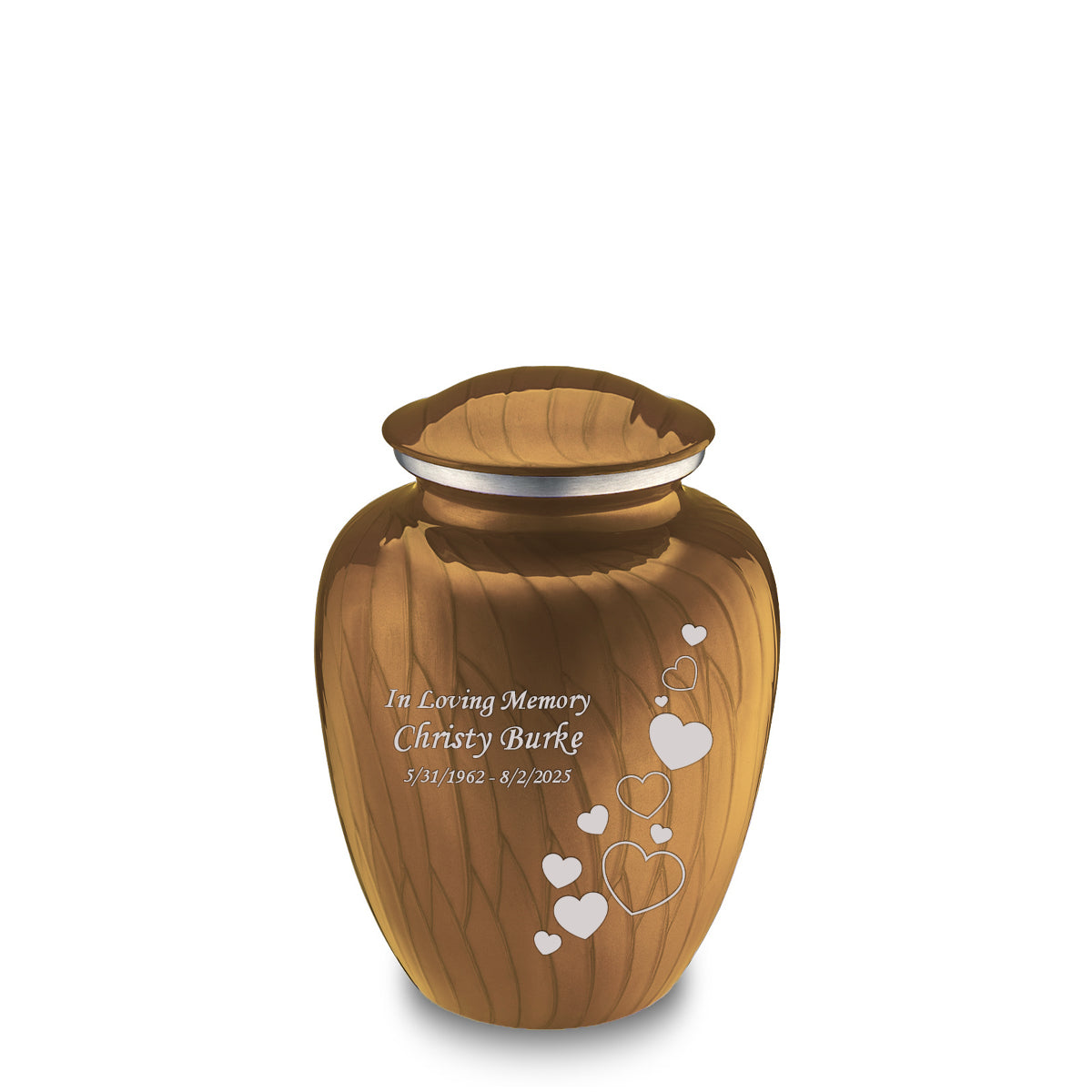 Medium Embrace Pearl Gold Floating Heart Cremation Urn