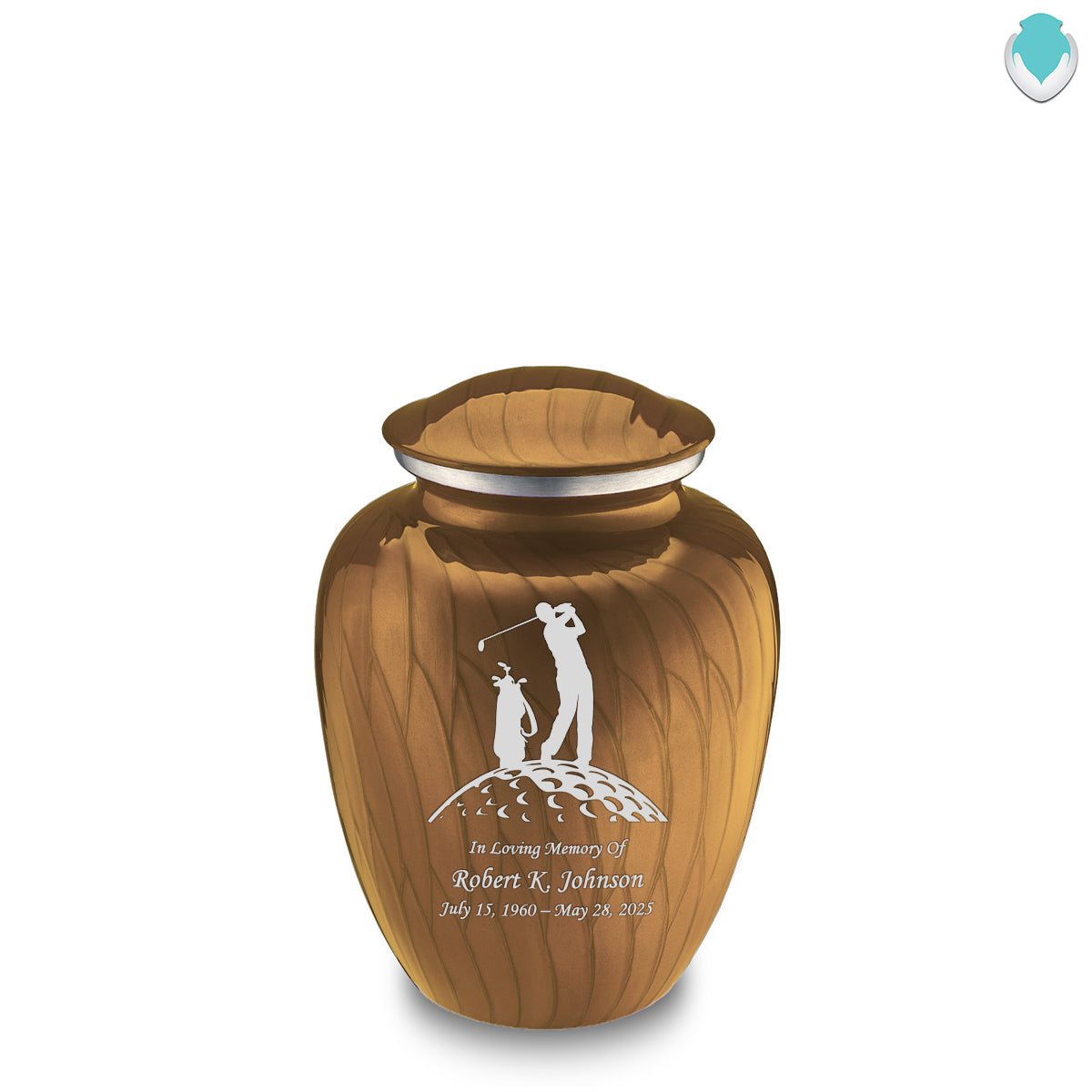 Medium Embrace Pearl Gold Golf Cremation Urn