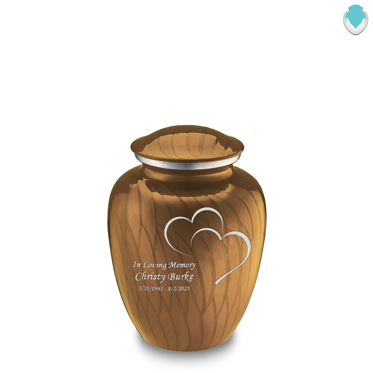 Medium Embrace Pearl Gold Hearts Cremation Urn