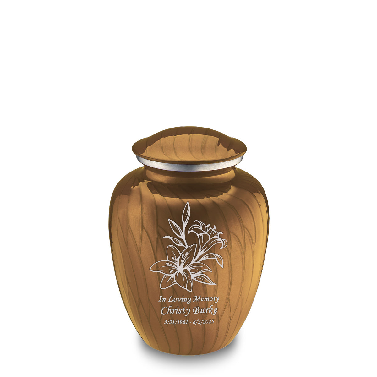 Medium Embrace Pearl Gold Lily Cremation Urn