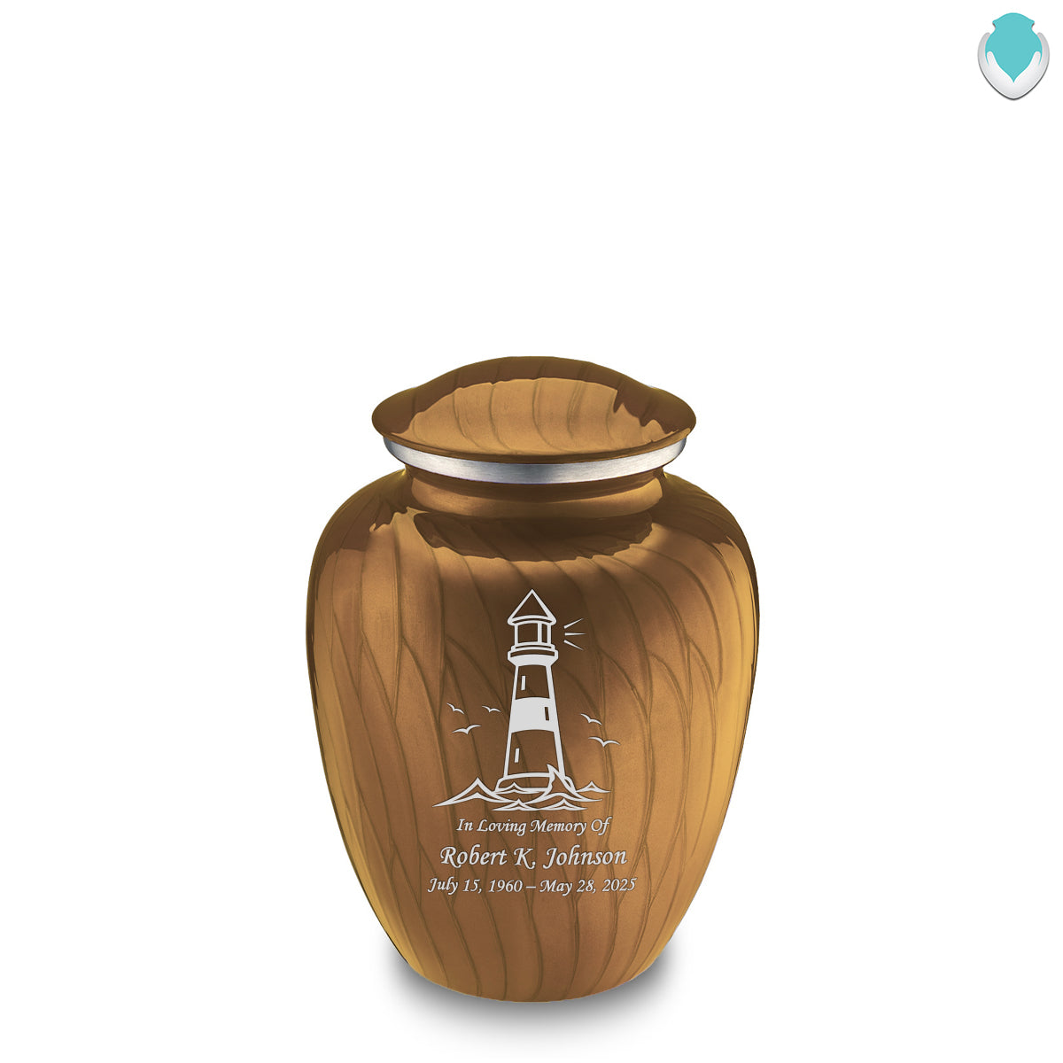 Medium Embrace Pearl Gold Lighthouse Cremation Urn