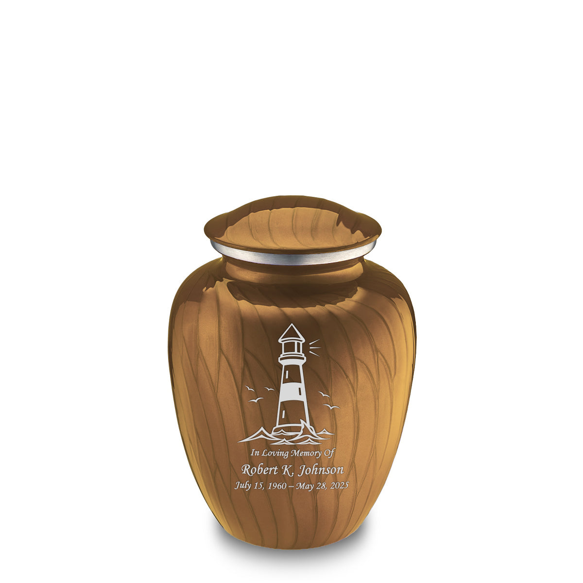 Medium Embrace Pearl Gold Lighthouse Cremation Urn