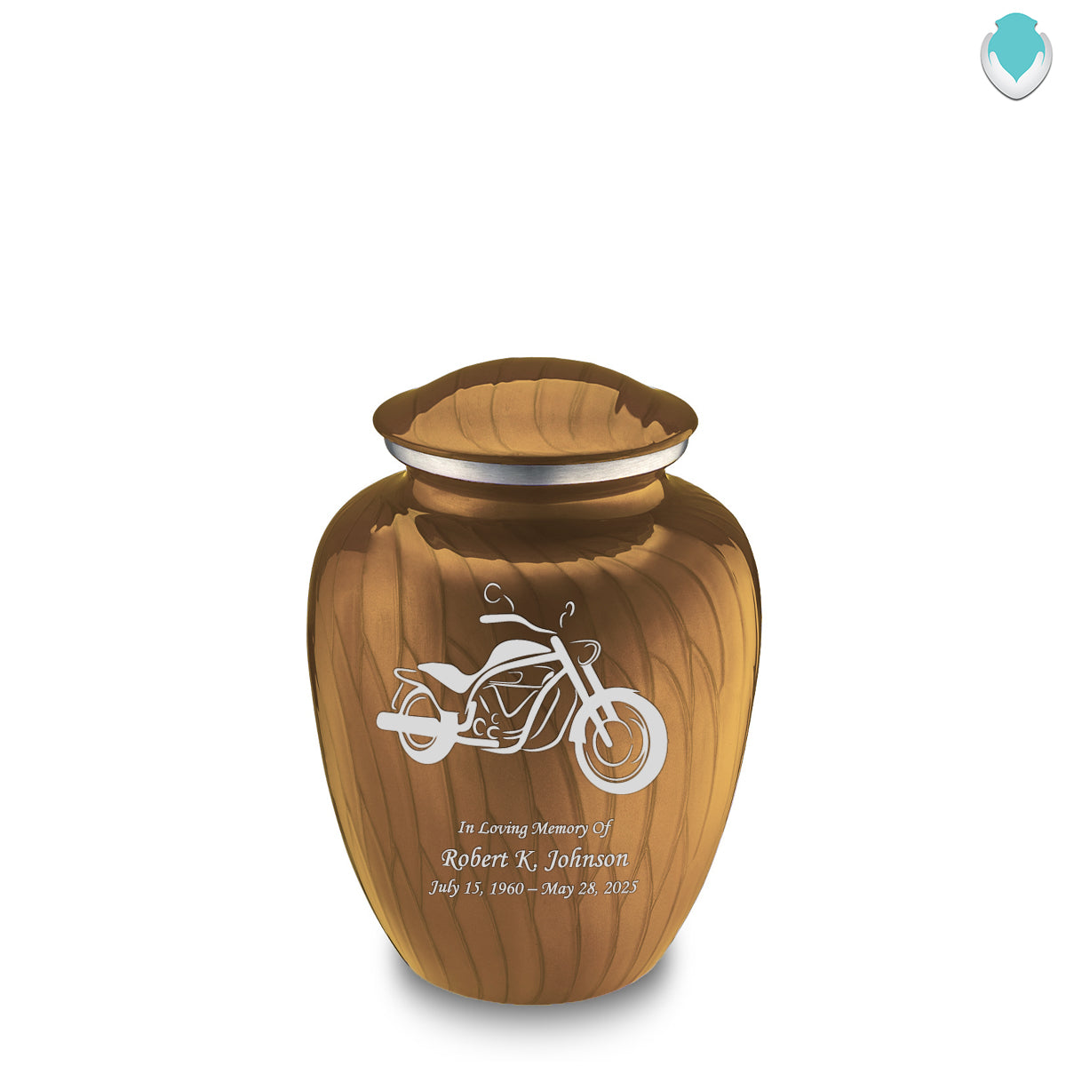Medium Embrace Pearl Gold Motorcycle Cremation Urn