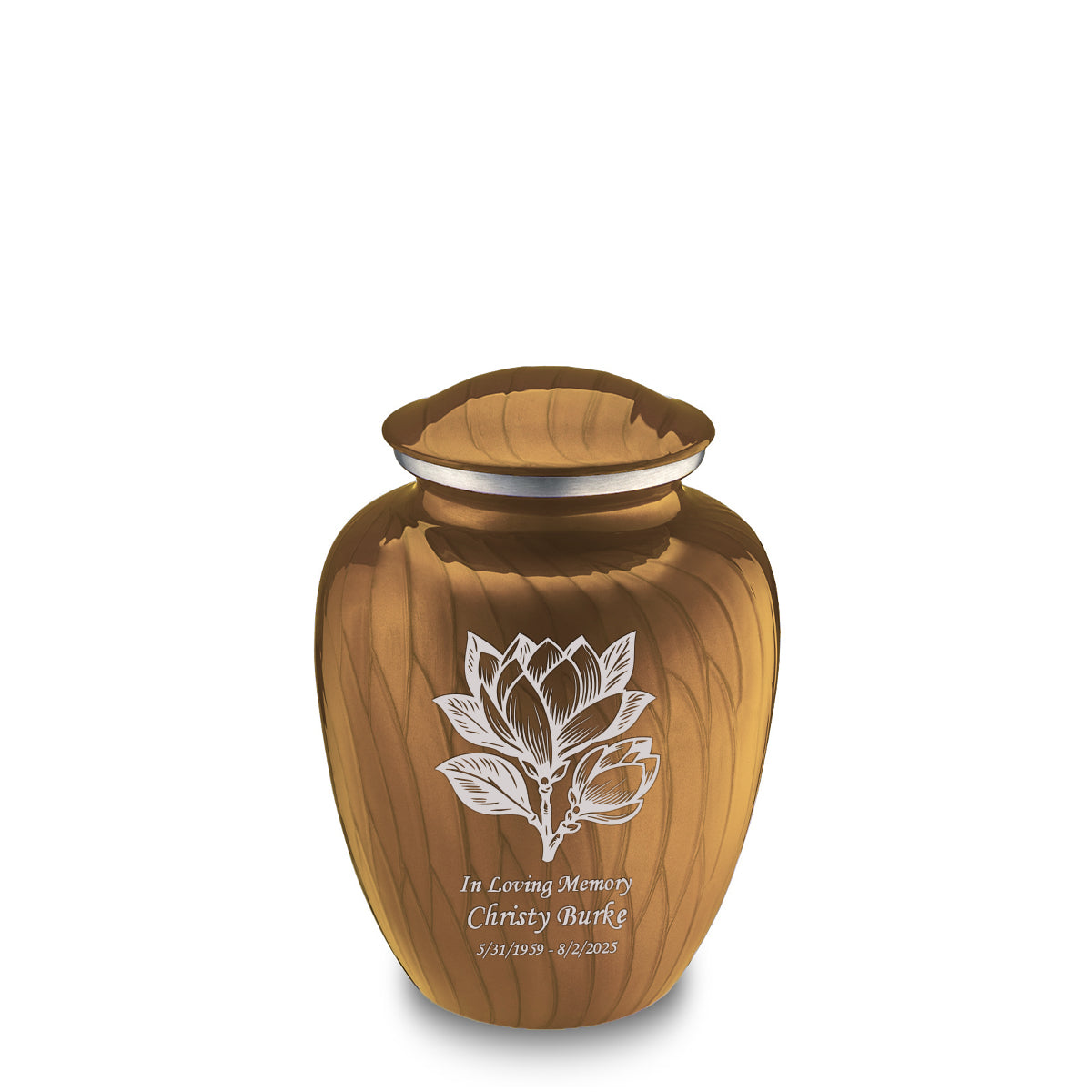 Medium Embrace Pearl Gold Magnolia Flower Cremation Urn