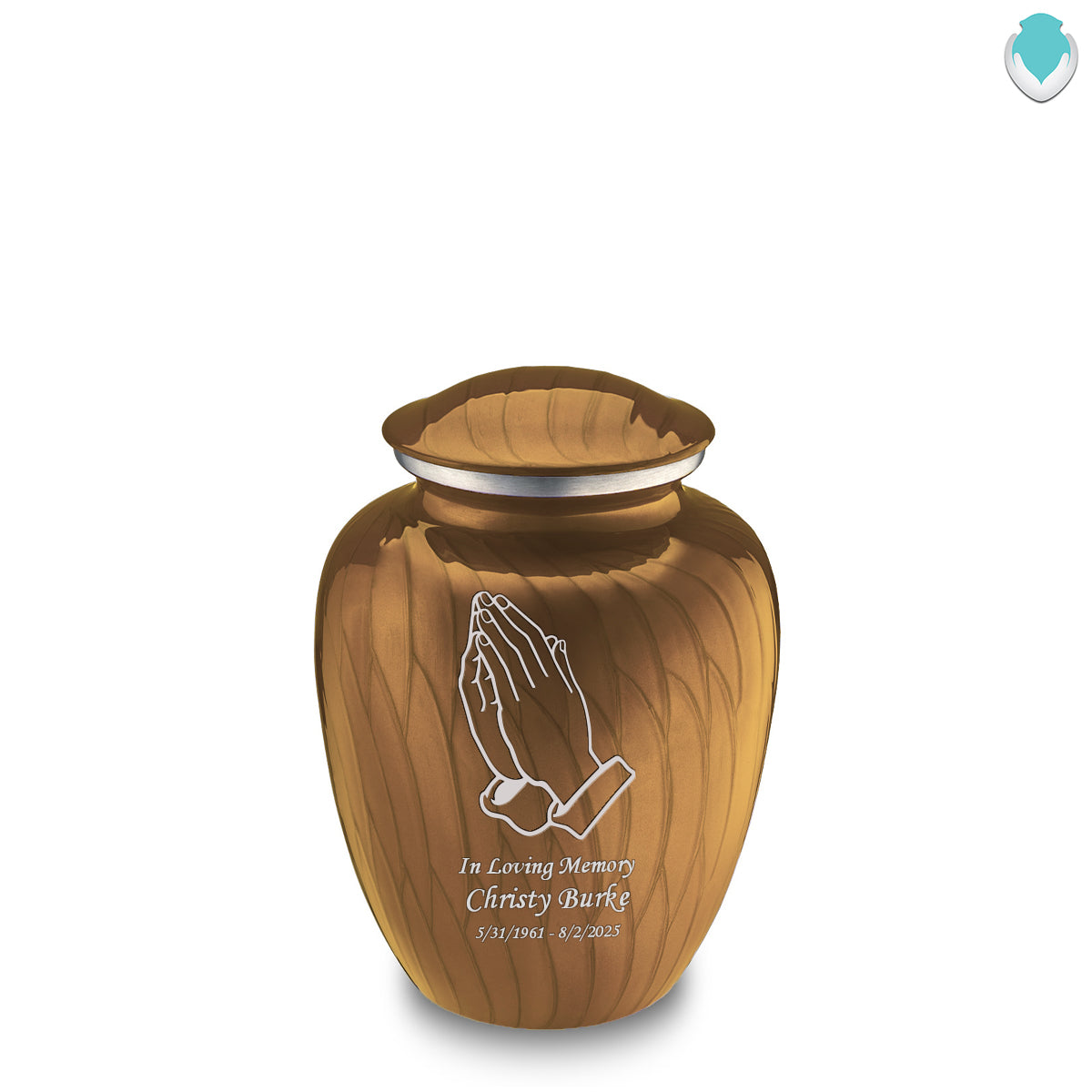 Medium Embrace Pearl Gold Praying Hands Cremation Urn