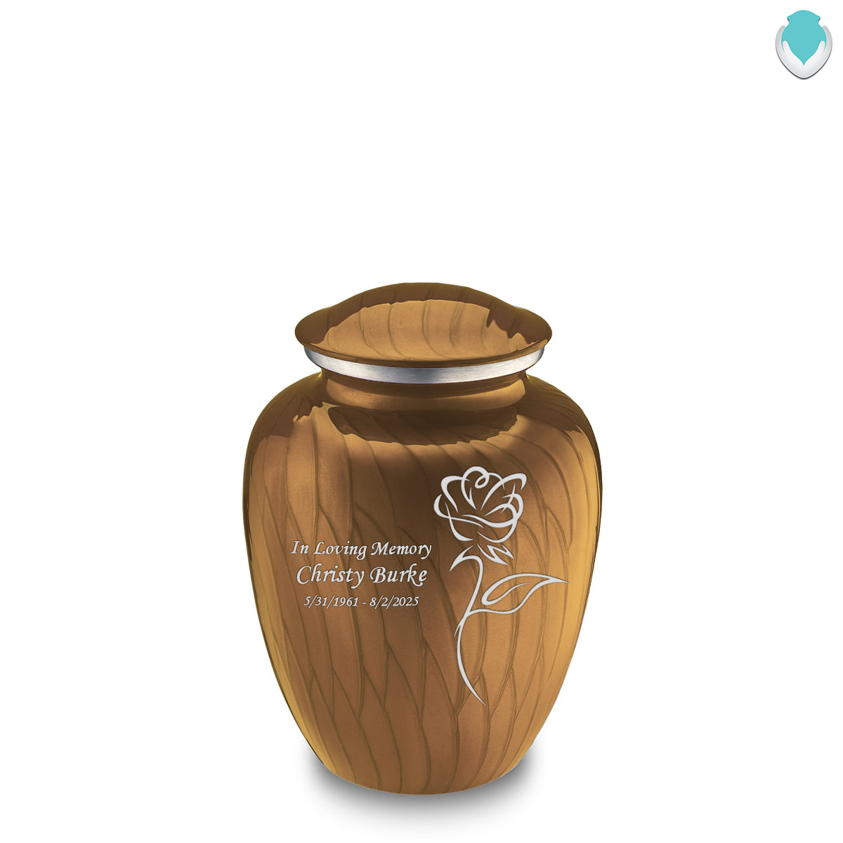 Medium Embrace Pearl Gold Rose Cremation Urn