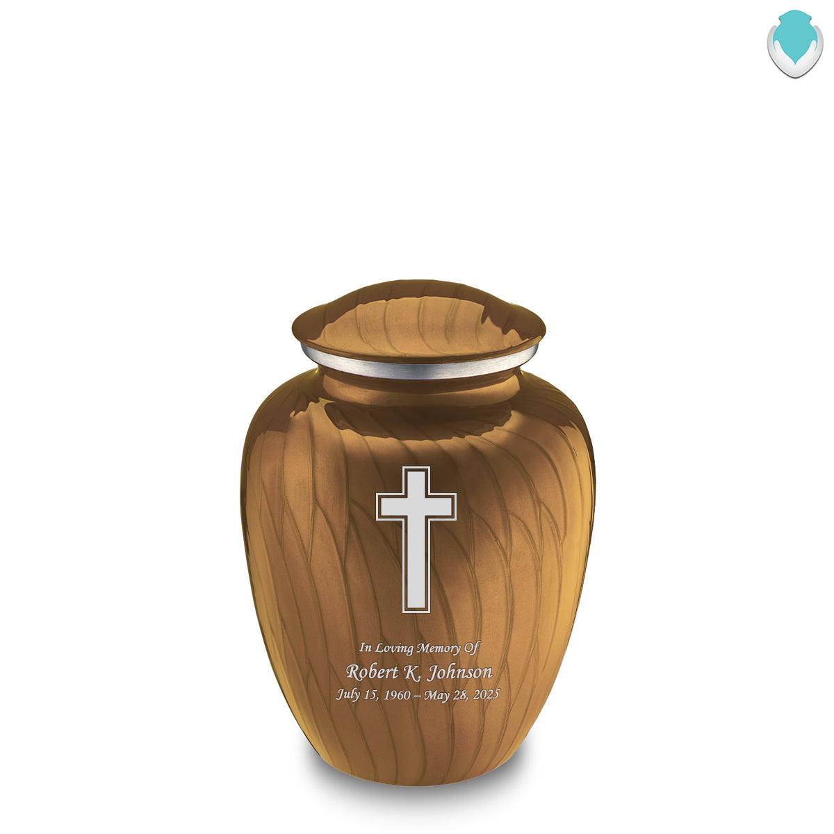 Medium Embrace Pearl Gold Simple Cross Cremation Urn