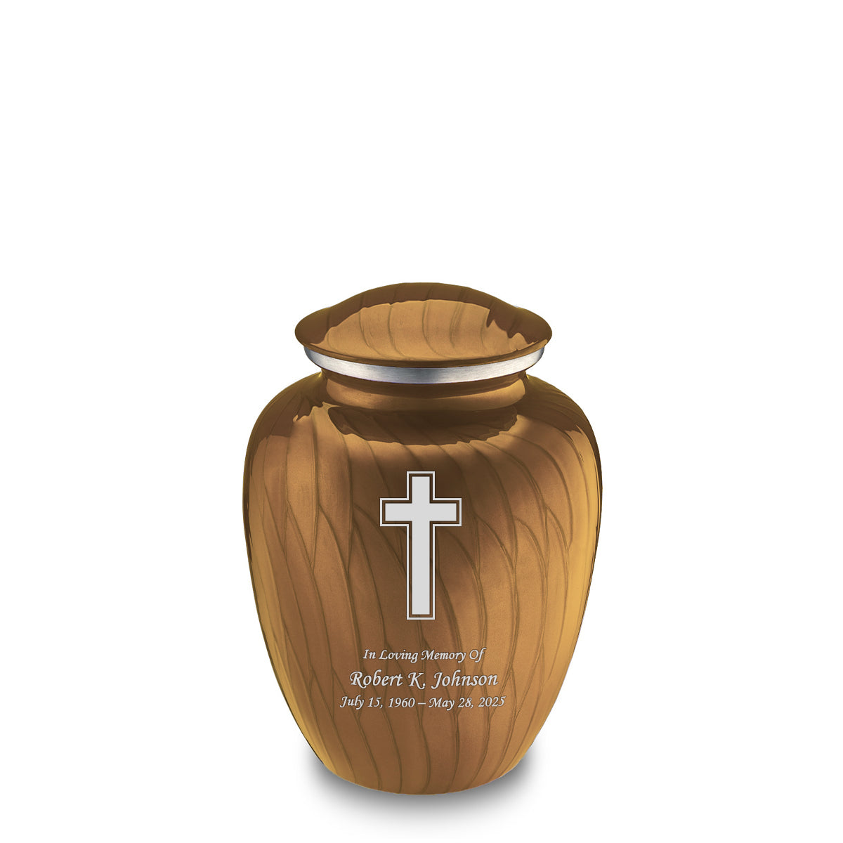 Medium Embrace Pearl Gold Simple Cross Cremation Urn