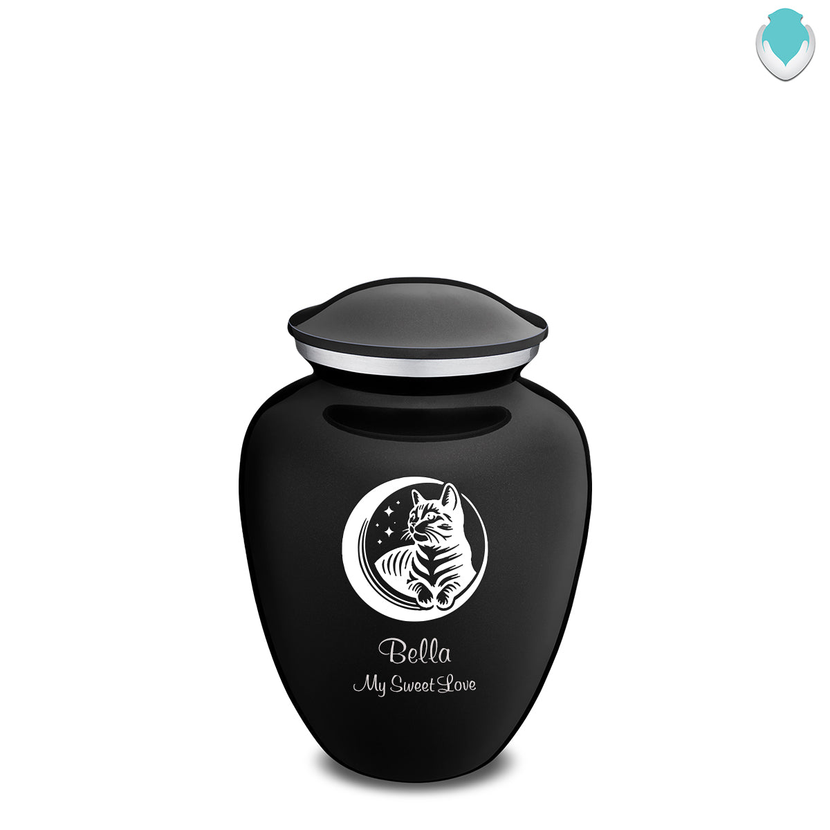 Medium Embrace Black Pet Cute Cat Cremation Urn