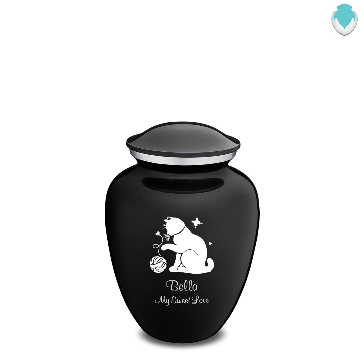 Medium Embrace Black Pet Fun Cat Cremation Urn