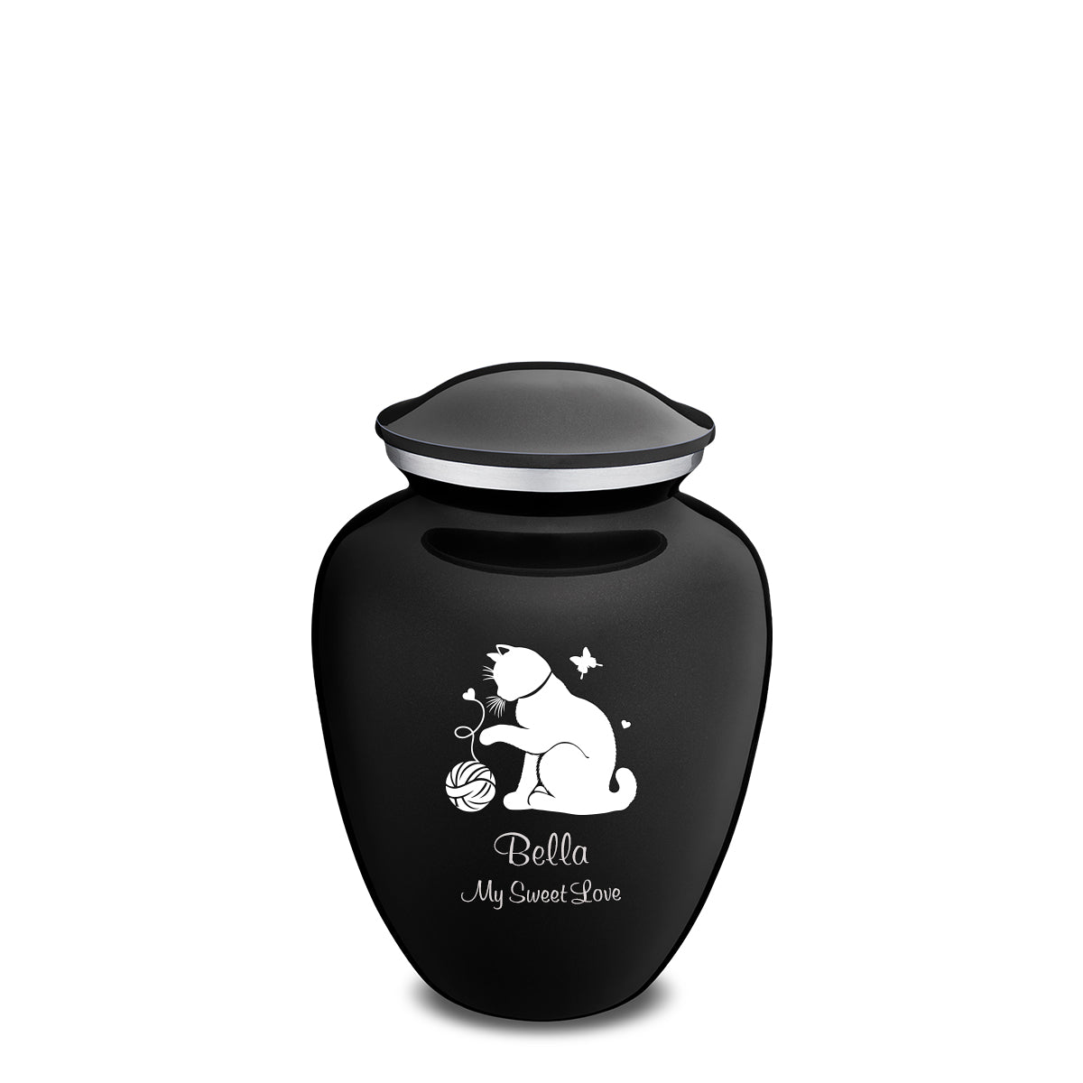 Medium Embrace Black Pet Fun Cat Cremation Urn